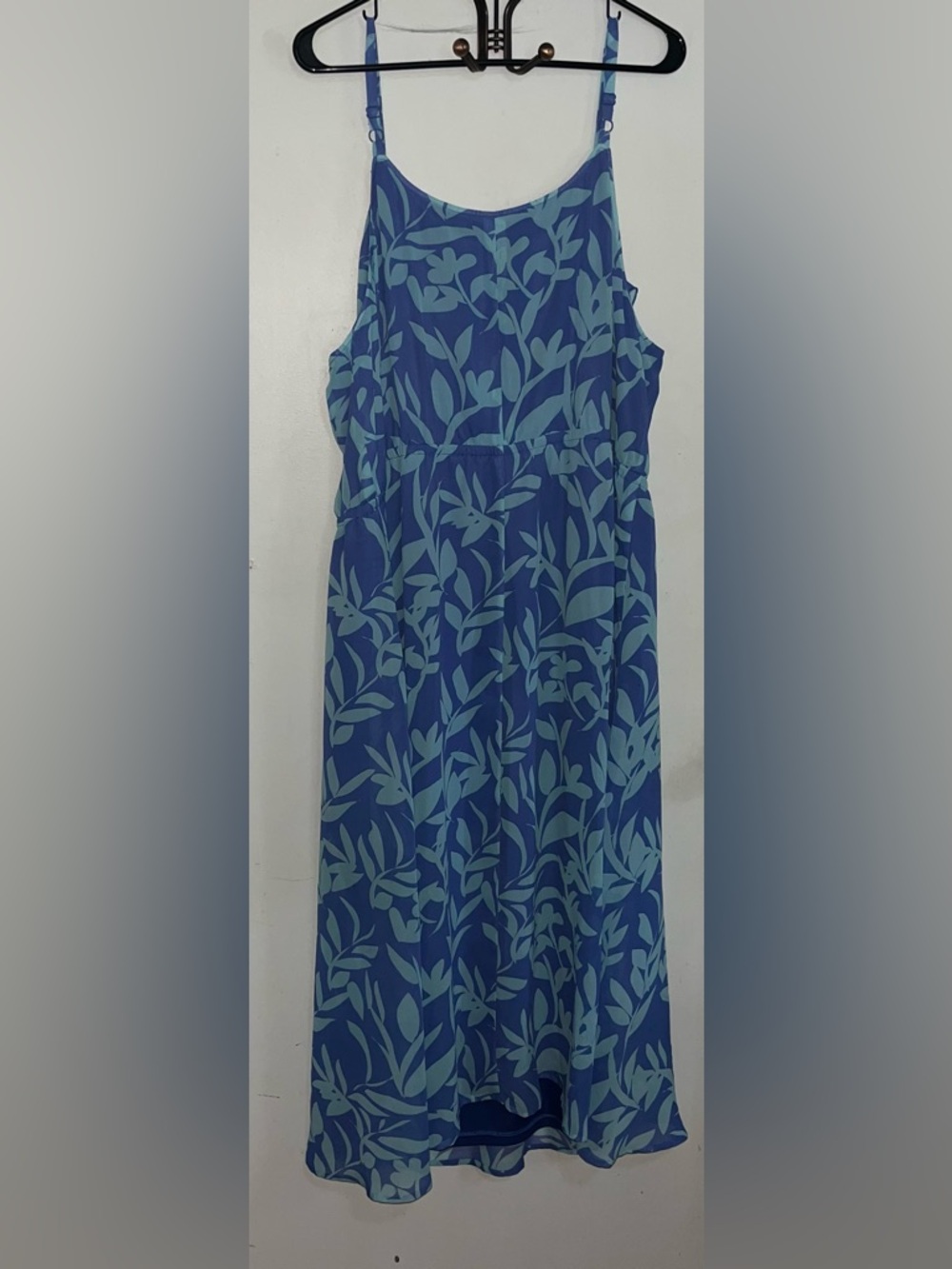 Lane Bryant Blue and Teal Leaf-Print Midi Sundress